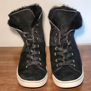Ugg Womens 6 Croft Suede Ankle Boots Lace Up Black